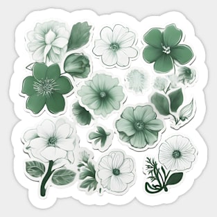 white and green flowers Sticker